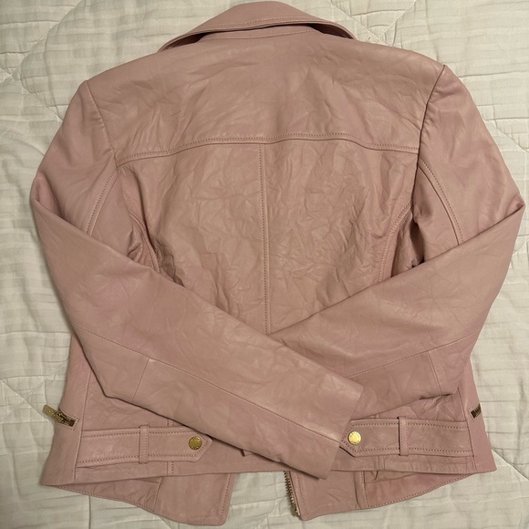 NEW WITH TAGS Michael Kors Pink Leather Jacket - Picture 2 of 9